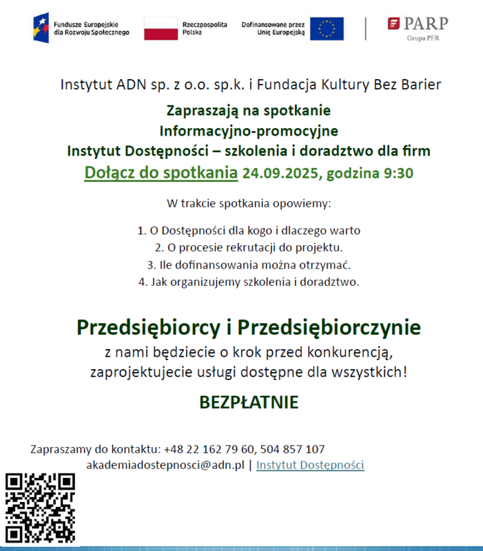 spotkanie informacyjno-promocyjne - instytut dostępności - szkolenie i doradztwo dla firm