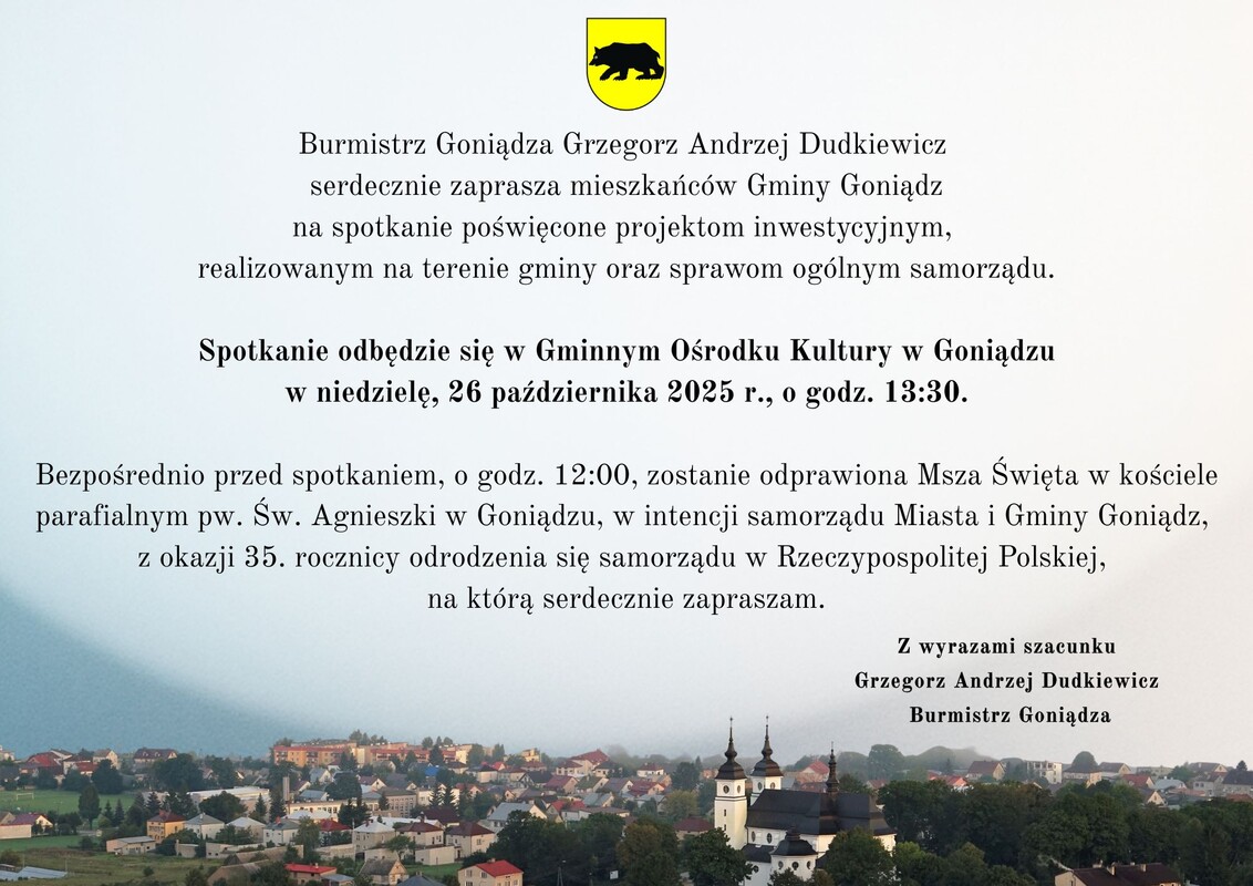burmistrza goniądza zaprasza na spotkanie