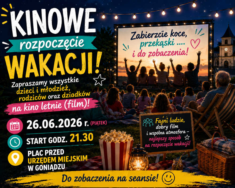 🎬 kinowe rozpoczęcie wakacji w goniądzu! 🌞🍿