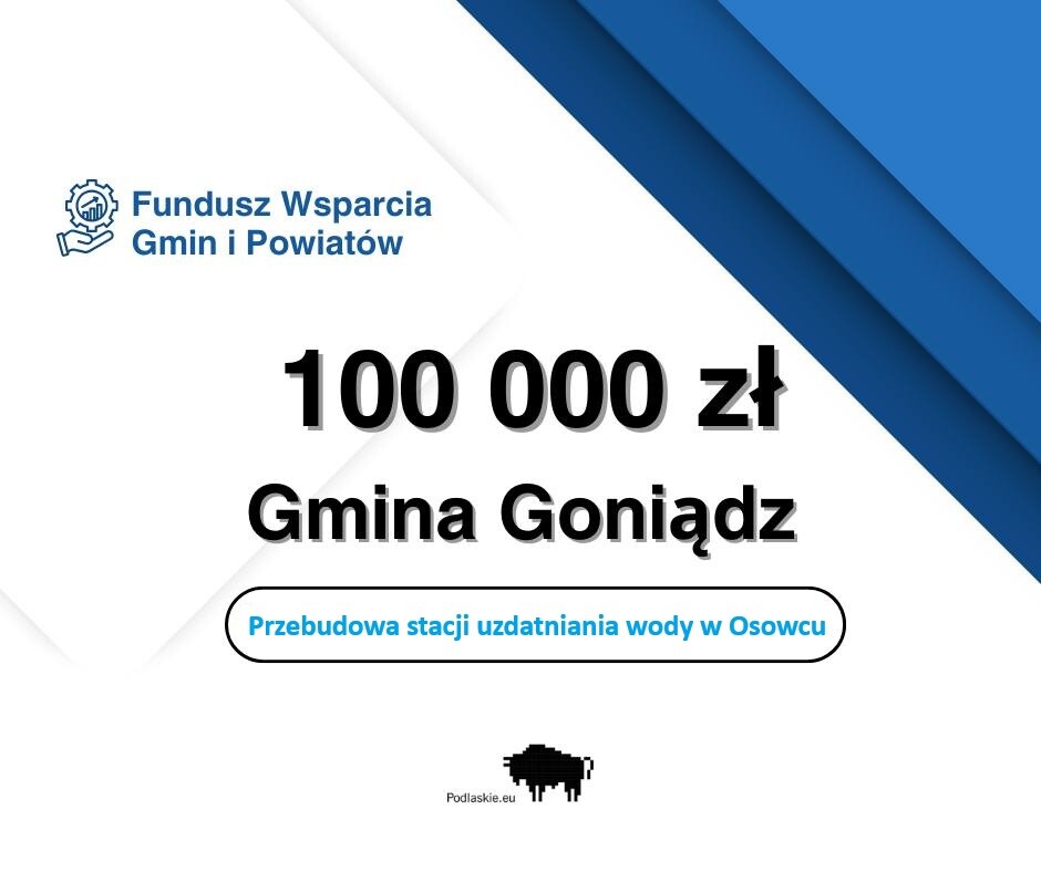 gmina goniądz z kolejną dotacją z budżetu województwa podlaskiego