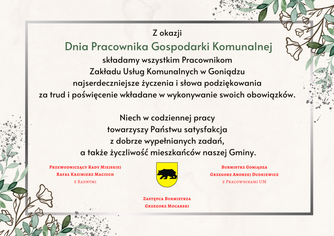 dzień pracownika gospodarki komunalnej