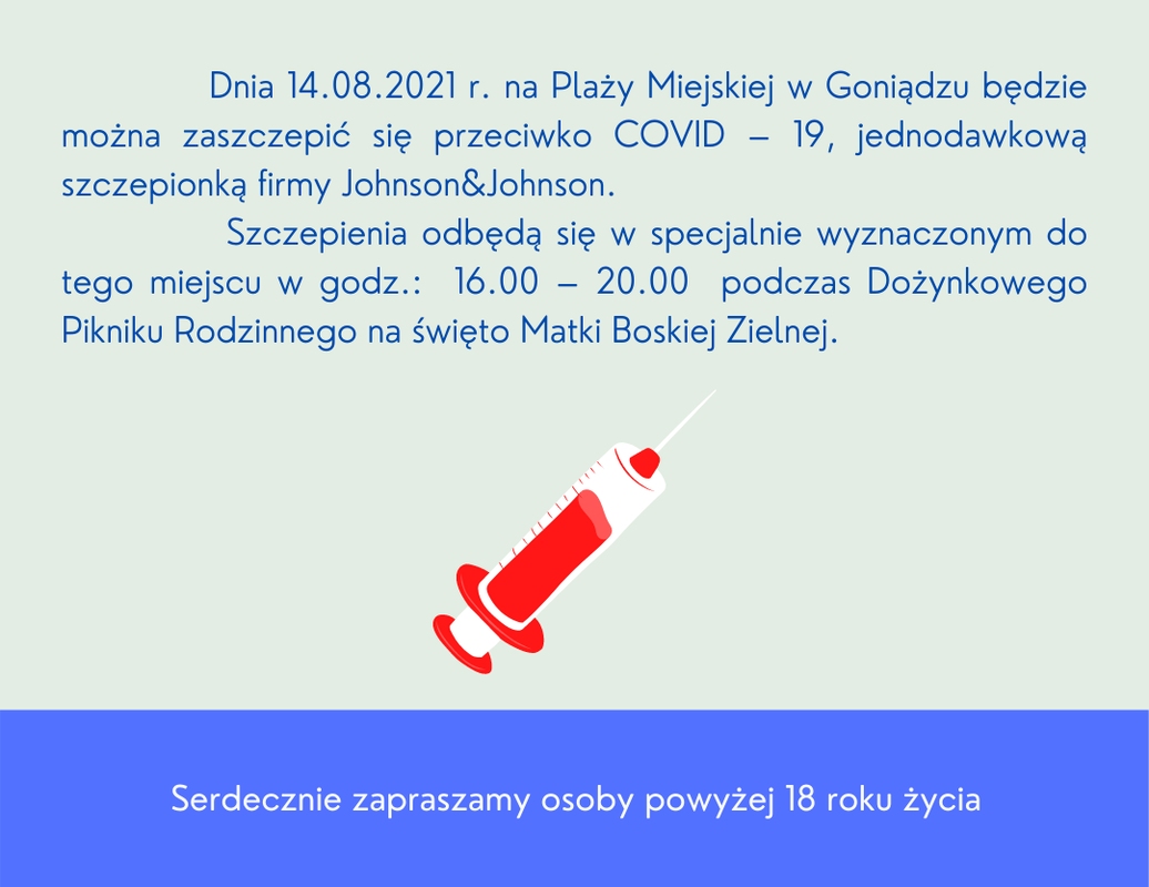 szczepienia przeciwko covid-19 14.08.21 r. plaża miejska w goniądzu