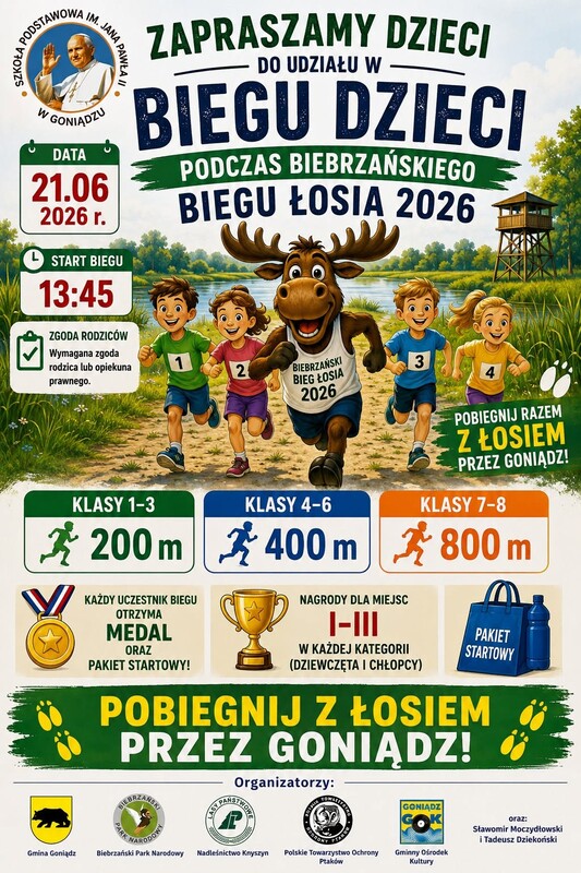 🏃‍♀️🦌 bieg dzieci podczas biebrzańskiego biegu łosia 2026! 🦌🏃‍♂️