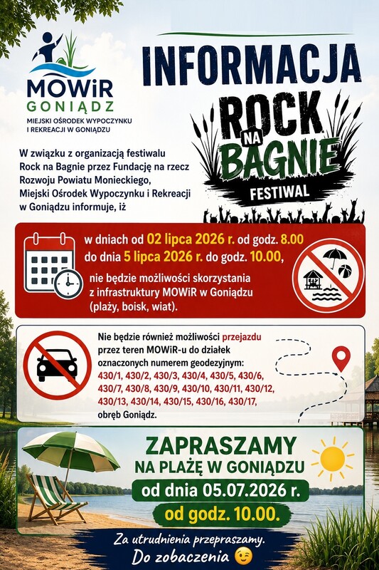informacja mowiru w związku z organizacją festiwalu rock na bagnie
