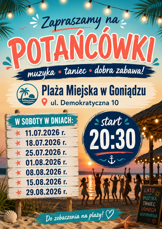 potańcówki na plaży miejskiej w goniądzu