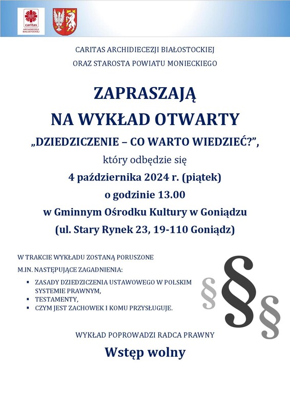 zaproszenie na wykład otwarty „dziedziczenie – co warto wiedzieć?”