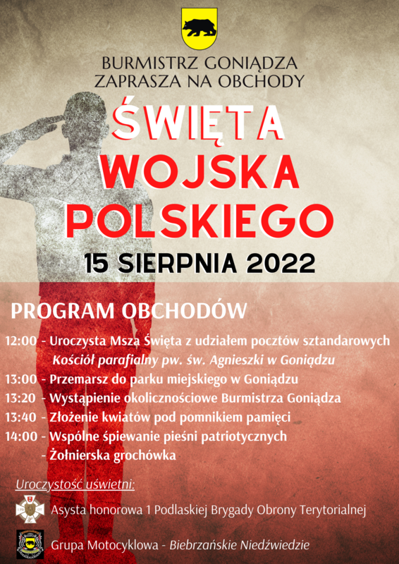 zaproszenie na obchody święta wojska polskiego